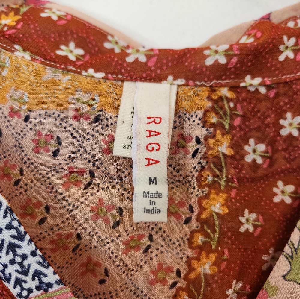 NWOT RAGA boho multicolor button down blouse Size M - Picture 4 of 5